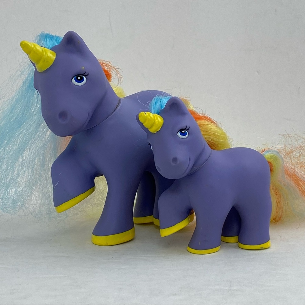Vintage 1989 Remco Purple Unicorn Mom & Baby Pony